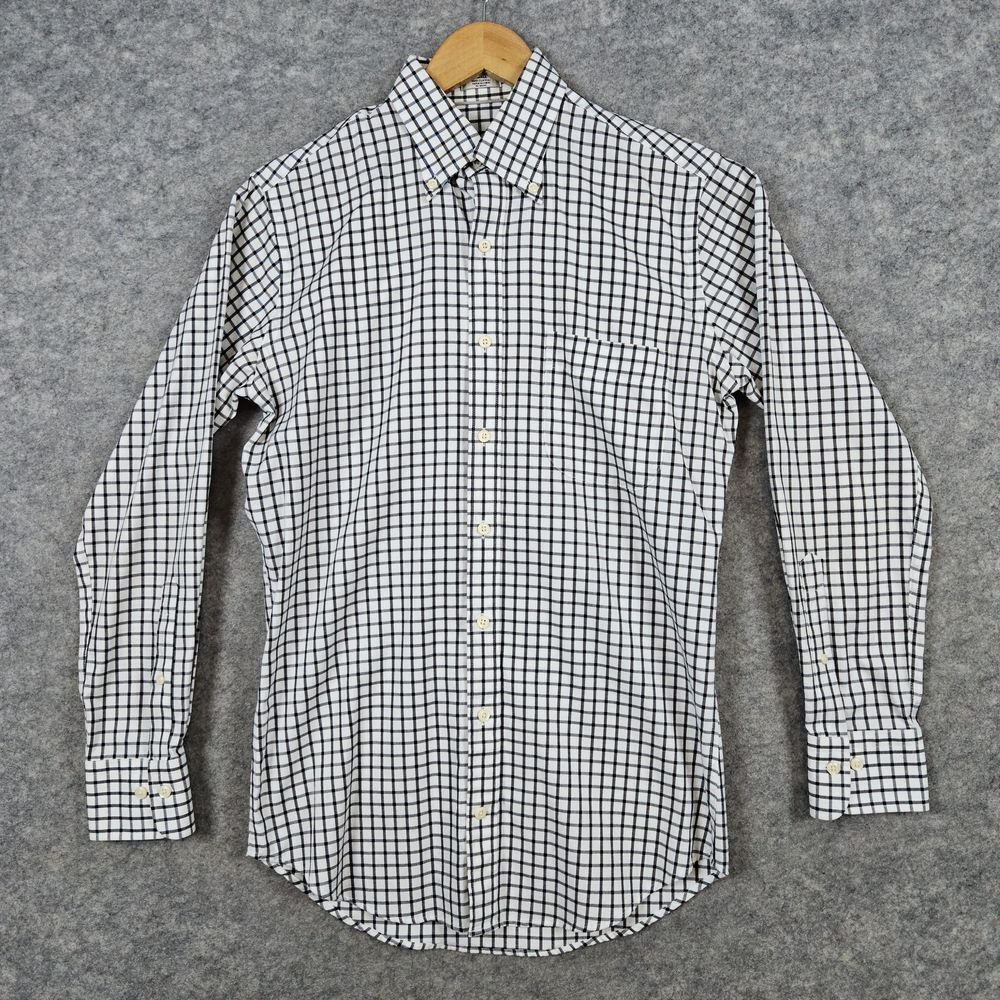 Peter‎ Millar Nanoluxe Button Down Shirt Size S White With Black Mini-Pane STAIN